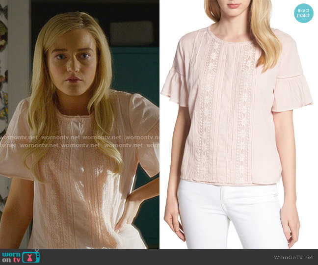 Velvet by Graham & Spencer Cotton Lace Blouse worn by Terra Newell (Julia Garner) on Dirty John