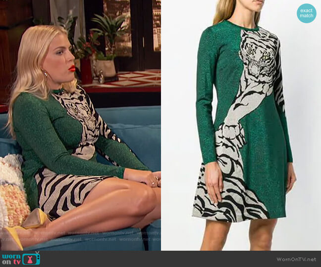 Valentino Tiger Re-Edition Dress worn by Busy Philipps on Busy Tonight