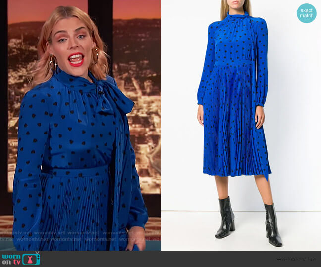Valentino Heart Print Midi Dress worn by Busy Philipps on Busy Tonight