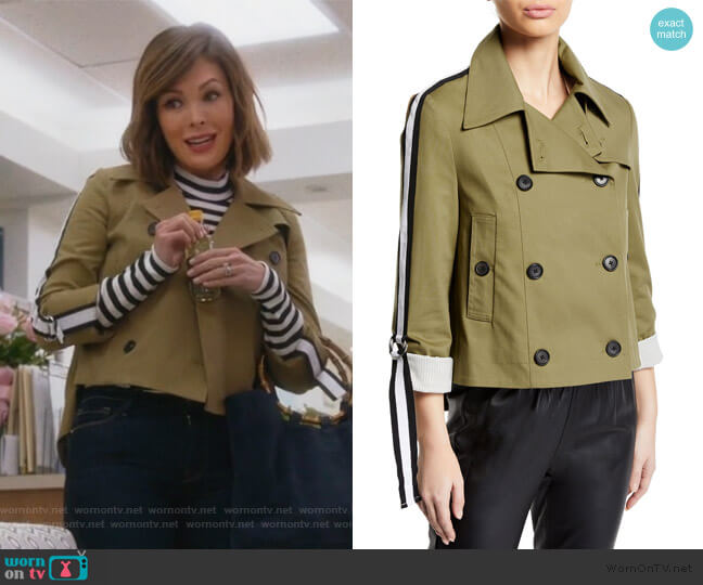 Veronica Beard Mert Cropped Jacket with Belted Sleeves worn by Camille (Lindsay Price) on Splitting Up Together
