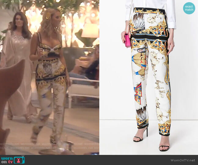 Versace Native American Trousers worn by Dorit Kemsley on The Real Housewives of Beverly Hills
