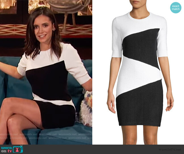 Victor Glemaud Colorblock Sweater Dress worn by Nina Dobrev on Busy Tonight