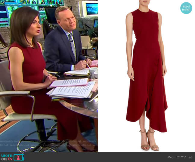 Victoria Beckham Asymmetric-Wave Hem Midi Dress worn by Bianna Golodryga on CBS Mornings