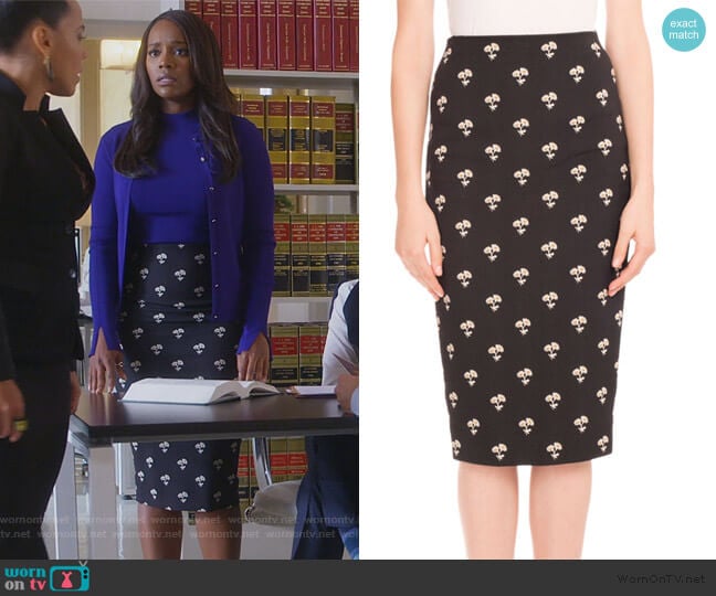Victoria Beckham Floral-Print Pencil Skirt worn by Michaela Pratt (Aja Naomi King) on How to Get Away with Murder