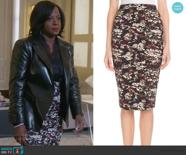 Victoria Beckham Printed Knee-Length Pencil Skirt worn by Annalise Keating (Viola Davis) on How to Get Away with Murder