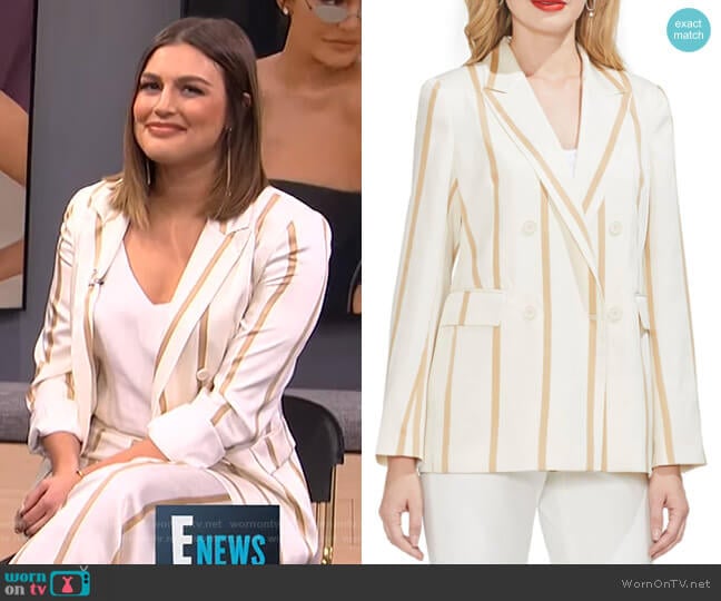 Vince Camuto Dramatic Stripe Double Breasted Blazer worn by Carissa Loethen Culiner on E! News