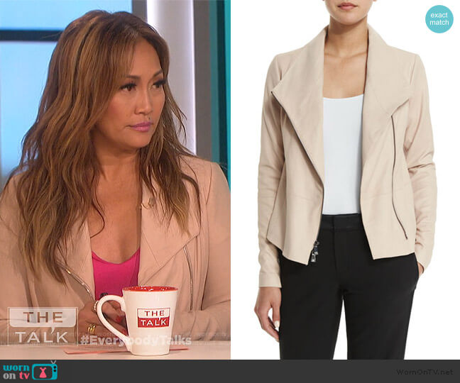 Vince Leather Scuba Jacket worn by Carrie Inaba on The Talk