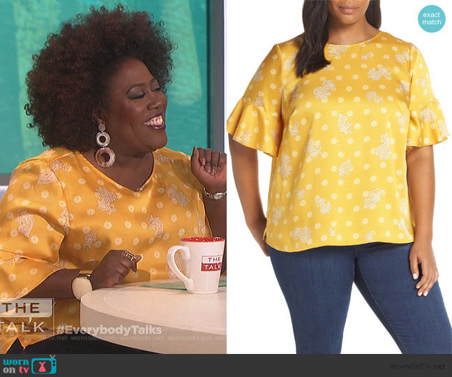 Vince Camuto Paisley Elbow Sleeve Top worn by Sheryl Underwood on The Talk