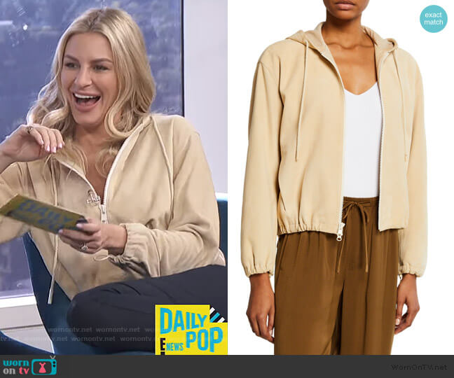 Vince Zip-Front Suede Hoodie worn by Morgan Stewart on E! News