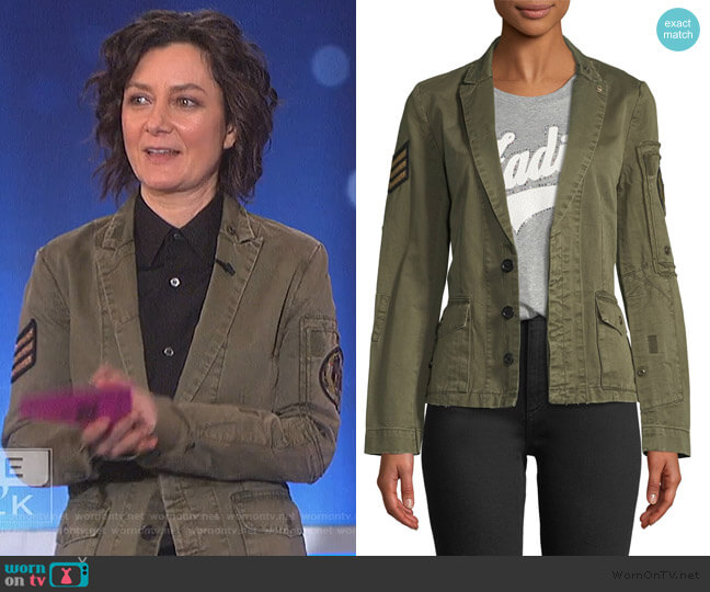Zadig & Voltaire Virginia Grunge Cotton Jacket worn by Sara Gilbert on The Talk