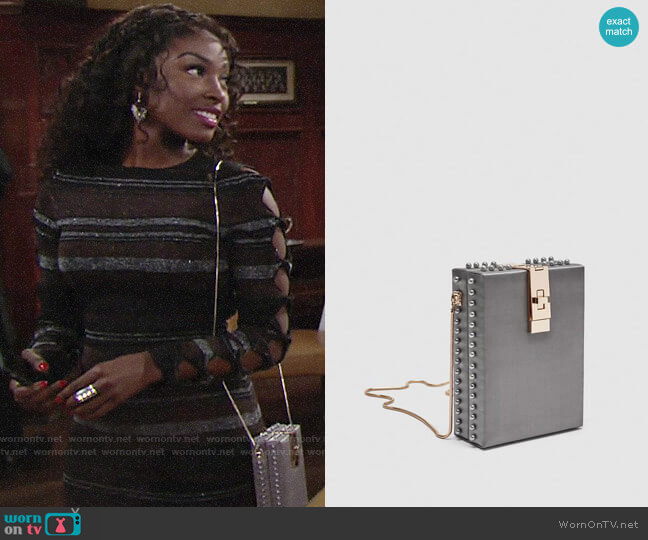 Zara Box Bag with Beads worn by Ana Hamilton (Loren Lott) on The Young and the Restless