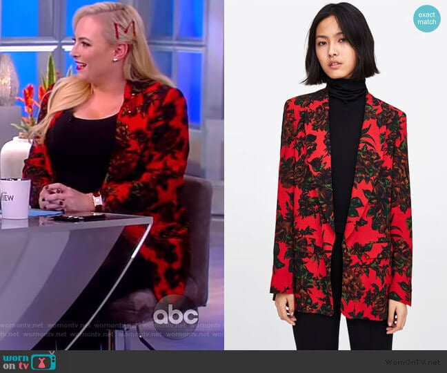 Zara Flowy Printed Blazer worn by Meghan McCain on The View