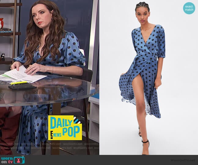 Zara Polka Dot Wrap Dress worn by Melanie Bromley on E! News