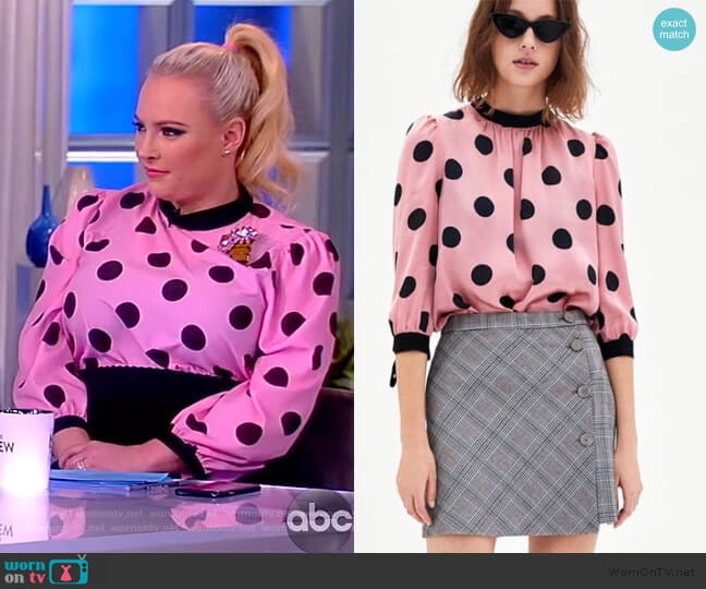 Zara Satin Polka Dot Blouse worn by Meghan McCain on The View