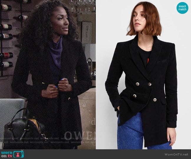 Zara Velvet Double Breasted Frock Coat worn by Ana Hamilton (Loren Lott) on The Young and the Restless