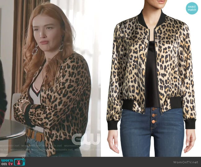 Alice + Olivia Lonnie Reversible Bomber Jacket worn by Kirby Anders (Maddison Brown) on Dynasty