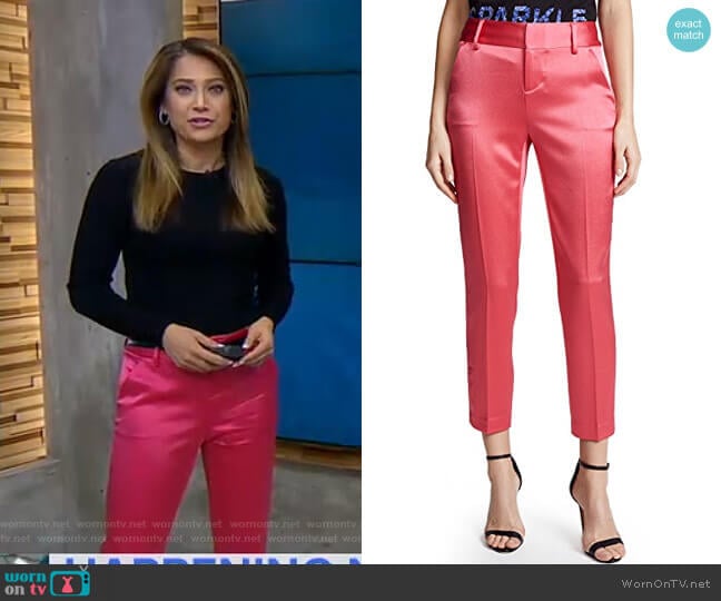 Alice + Olivia Stacey Slim Trousers worn by Ginger Zee on Good Morning America