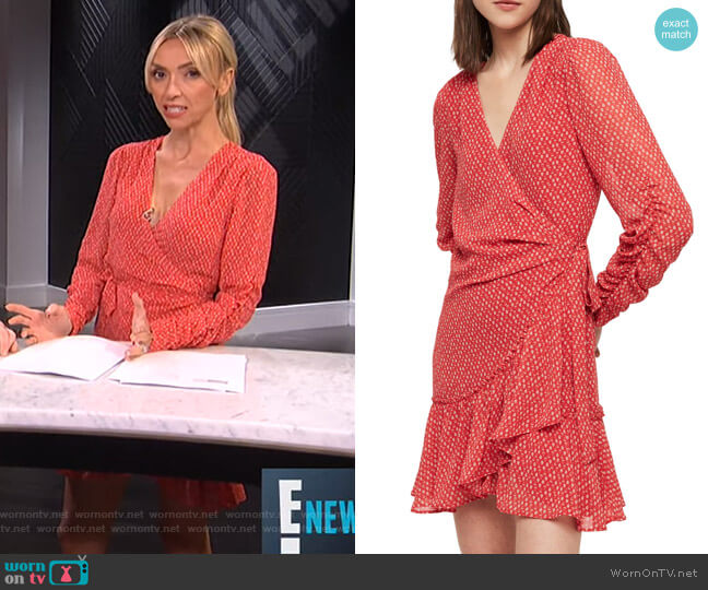 All Saints Flores Hearts Ruffle Wrap Dress worn by Giuliana Rancic on E! News