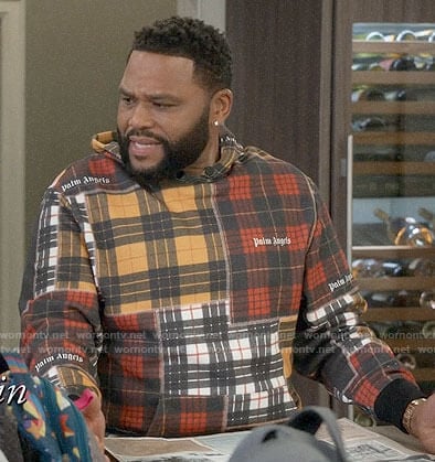 Andre’s patchwork plaid hoodie on Black-ish