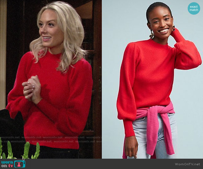 Line & Dot Sheridan Ribbed Sweater worn by Abby Newman (Melissa Ordway) on The Young and the Restless