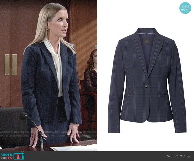 Banana Republic Classic-Fit Washable Italian Wool-Blend Blazer worn by Christine Blair Williams (Lauralee Bell) on The Young and the Restless