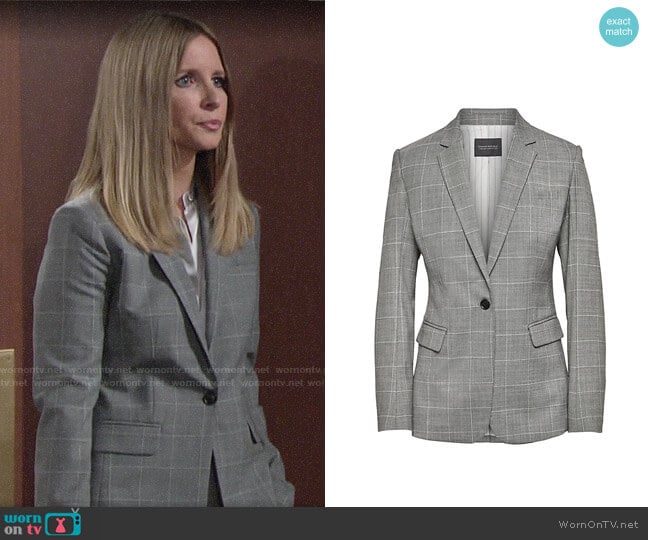 Banana Republic Long and Lean-Fit Washable Wool Blend Blazer worn by Christine Blair Williams (Lauralee Bell) on The Young and the Restless