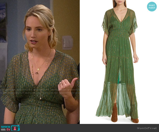 ba&sh Wanda Metallic Accent Maxi Dress worn by Mandy Baxter (Molly McCook) on Last Man Standing