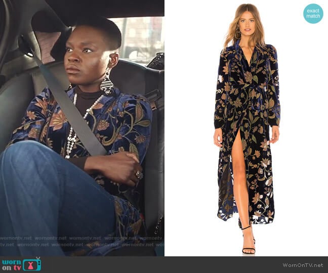 Bcbgmaxazria Velvet Wrap Dress worn by Mina Okafor (Shaunette Renee Wilson) on The Resident