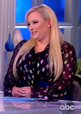 Meghan’s black sheer metallic top on The View