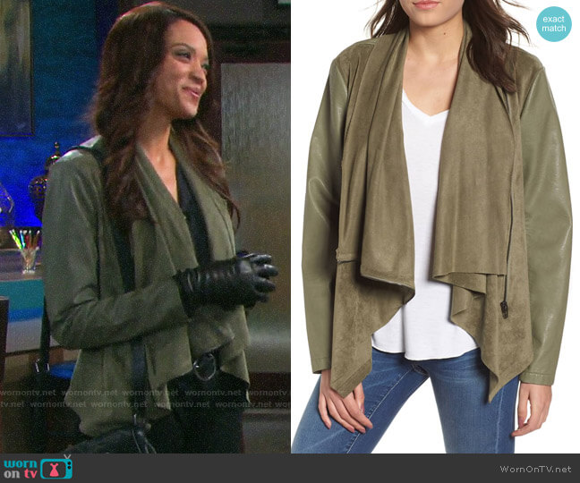 Blank NYC Drape Front Jacket in Olive worn by Lani Price (Sal Stowers) on Days of our Lives
