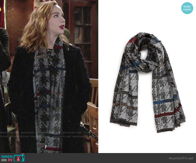 BP Stripe Houndstooth Scarf worn by Mariah Copeland (Camryn Grimes) on The Young and the Restless