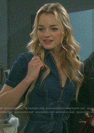Claire’s denim jumpsuit on Days of our Lives
