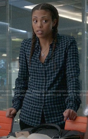 Danny’s blue gingham check shirt on Bull