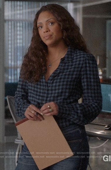 Danny’s blue gingham check shirt on Bull