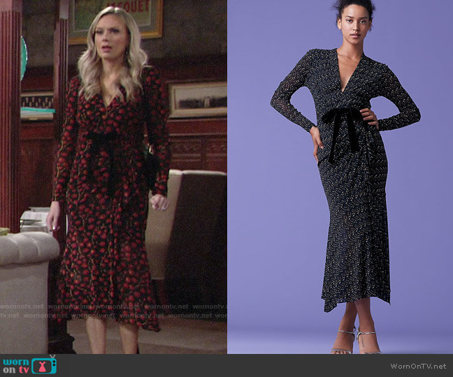 Diane von Furstenberg Crystal Dress in Dragon Berry Print worn by Abby Newman (Melissa Ordway) on The Young and the Restless