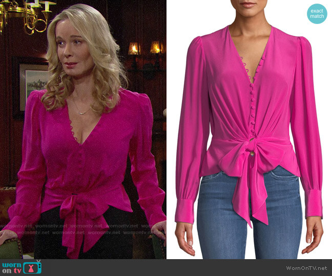 Diane von Furstenberg Julianna Tie-Front Top worn by Donna Logan (Jennifer Gareis) on The Bold and the Beautiful