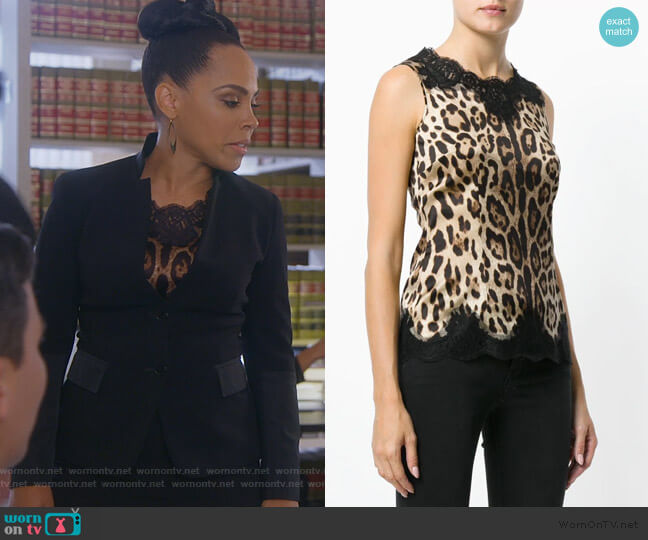 Dolce & Gabbana Lace Trim Leopard Print Vest worn by Tegan Price (Amirah Vann) on How to Get Away with Murder