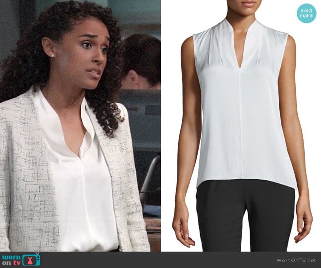 Elie Tahari Judith Blouse worn by Jordan Ashford (Briana Nicole Henry) on General Hospital