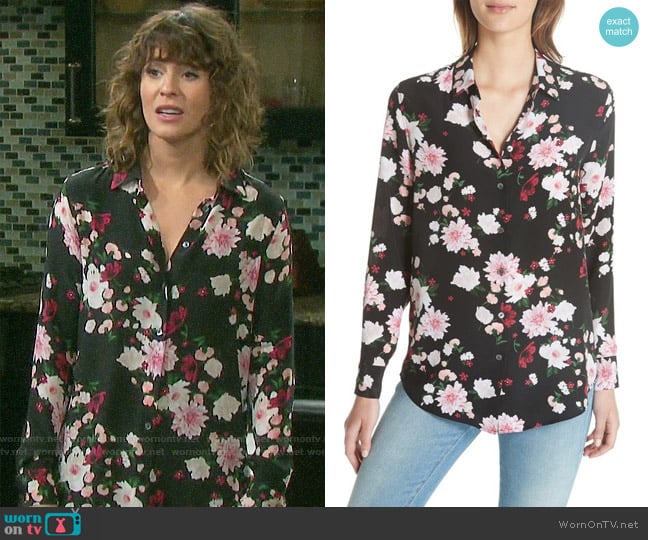 Equipment Essential Silk Shirt worn by Sarah Horton (Linsey Godfrey) on Days of our Lives