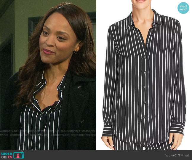Equipment Essential Striped Silk Shirt worn by Lani Price (Sal Stowers) on Days of our Lives