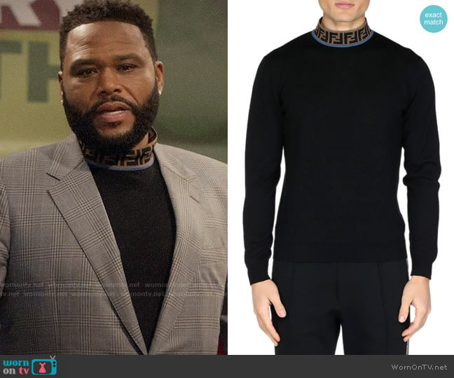 Fendi FF Mock-Neck Fleece Sweater worn by Andre Johnson (Anthony Anderson) on Black-ish