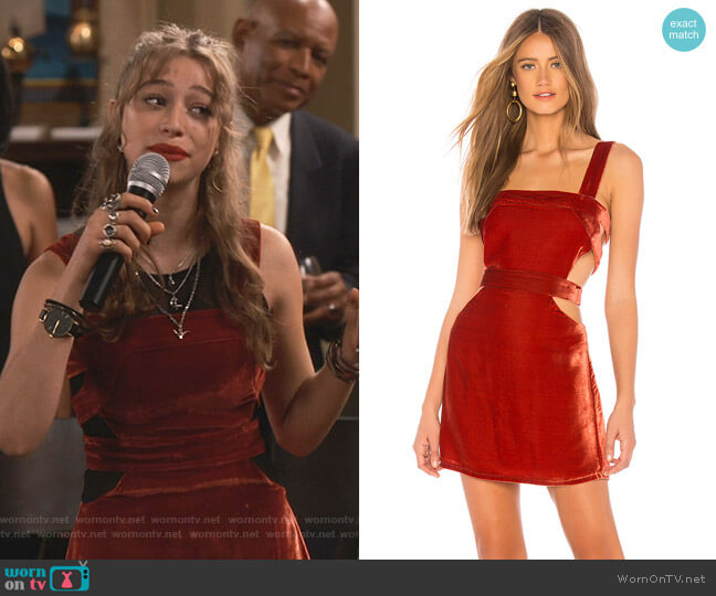 For Love & Lemons Kate Overall Dress worn by Shannon (Odessa Adlon) on Fam