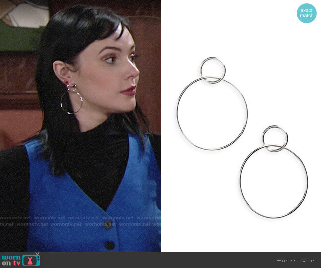 Halogen Double Circle Drop Earrings worn by Tessa Porter (Cait Fairbanks) on The Young and the Restless