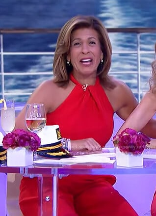 Hoda’s red halter neck jumpsuit on Today