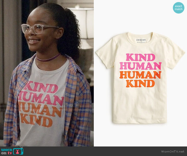 J. Crew Girls Human Kind T-shirt worn by Diane Johnson (Marsai Martin) on Black-ish