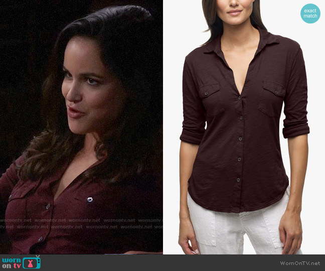 James Perse Sheer Slub Side Panel Shirt in Napa worn by Amy Santiago (Melissa Fumero) on Brooklyn Nine-Nine