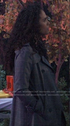 Jordan’s plaid trench coat on General Hospital