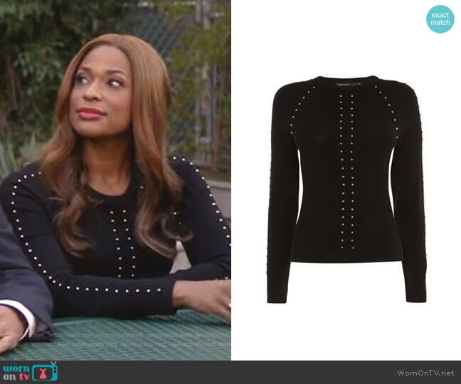 Karen Millen Stud Embellished Jumper worn by Poppy (Kimrie Lewis) on Single Parents