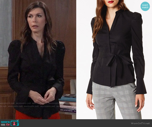 Karen Millen Panelled Waist Shirt worn by Anna Devane (Finola Hughes) on General Hospital