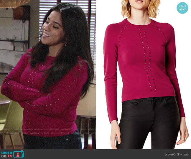 Karen Millen Studded Sweater worn by Mia Rosales (Noemi Gonzalez) on The Young and the Restless
